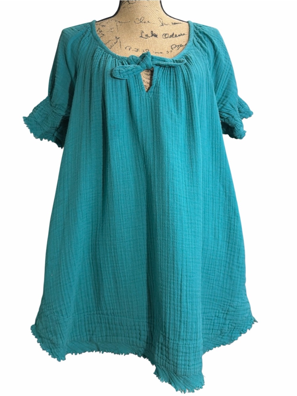 NATURAL LIFE Teal Cotton Gauze Relaxed Fit top EC size medium